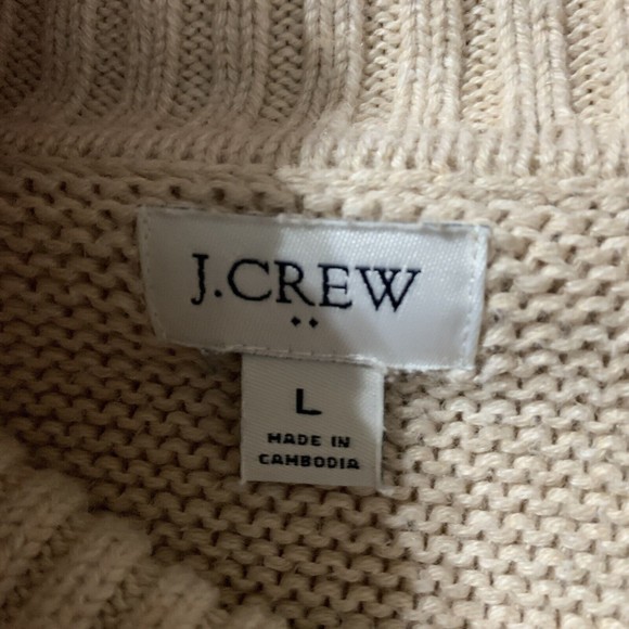 J. Crew Factory Sweater Womens Size L Large Beige Classic Turtleneck Knit AF728 - Picture 2 of 14